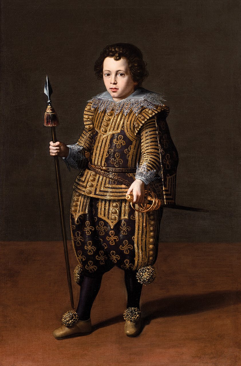 Portrait of a Young Boy Holding a Lance
